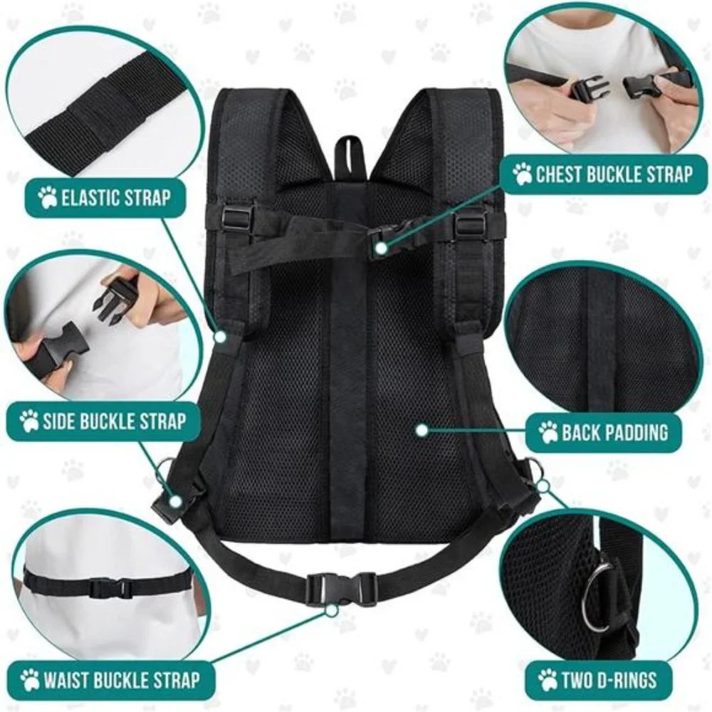 Dog Front Carrier Backpack, Adjustable Dog Pet Cat Chest Carrier Backpack